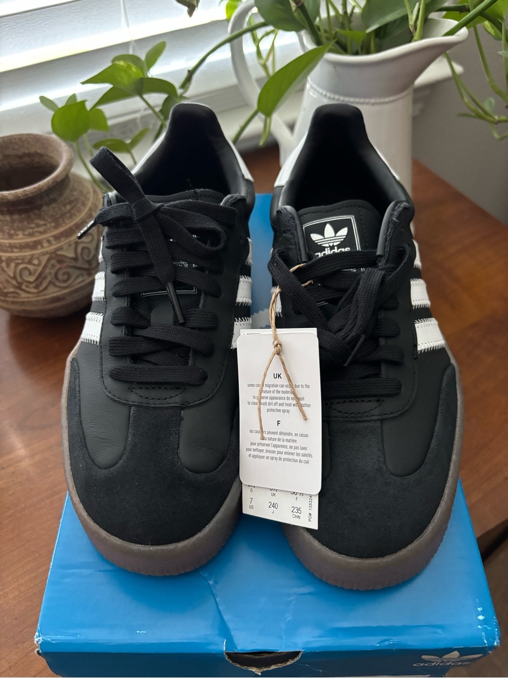 Women adidas Samba platform Black White Gum Sneakers - Picture 4 of 9